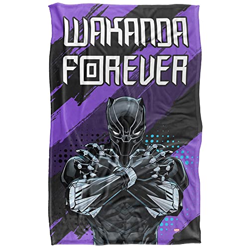 Marvel Black Panther Blanket, 36"x58", Wakanda Forever, Silky Touch Super Soft Throw Blanket