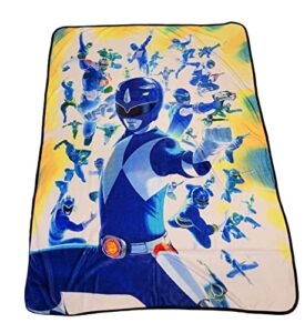 bazillion dreams power rangers blue ranger fleece softest comfy throw blanket for adults & kids| measures 60 x 45 inches (blue)