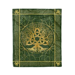 irish throw blanket saint patrick's day - soft fleece celtic tree of life blankets - gifts for wife, husband, dad, mom for birthday, valentine, christmas, mother's day - 50" x 60"