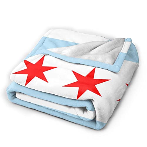 ZJHFSGMY Chicago City Flag Super Soft Warm Fleece Blanket, fortable Flannel Blanket, Four Season Blanket Suitable for Bedroom Bed and Sofa White1 80*60inch