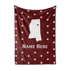 state pride series mississippi - personalized custom fleece throw blankets with your family name - starkville edition