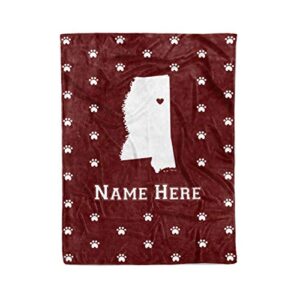 State Pride Series Mississippi - Personalized Custom Fleece Throw Blankets with Your Family Name - Starkville Edition