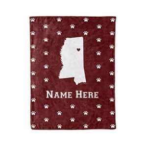 State Pride Series Mississippi - Personalized Custom Fleece Throw Blankets with Your Family Name - Starkville Edition