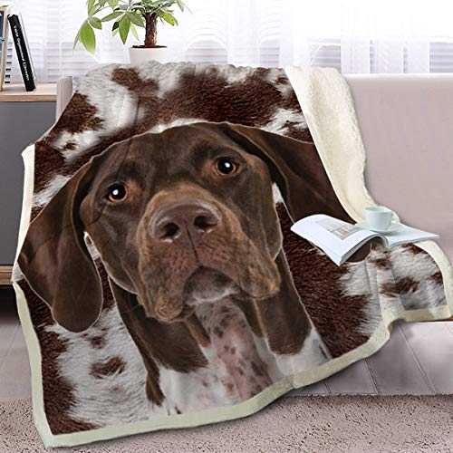 BlessLiving German Shorthair Dog Throw Soft Blanket Sherpa Fleece Lined Blanket Pet and Dog Lovers Home Throw Blankets (Throw, 50 x 60 Inches)