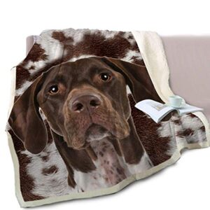 BlessLiving German Shorthair Dog Throw Soft Blanket Sherpa Fleece Lined Blanket Pet and Dog Lovers Home Throw Blankets (Throw, 50 x 60 Inches)