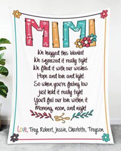 mimi flower grandkids gifts blanket,customized gifts for mimi, throw blanket mimi birthday gifts, mimi blanket throw, mimi gifts from grandkids, christmas mimi gifts for grandma. (a1 - mimi)
