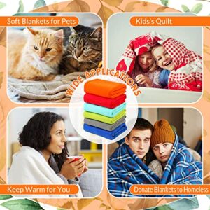 60 Pack Fleece Throw Blankets in Bulk Assorted Colors Soft Blankets Warm Polyester Sofa Blankets Solid Lightweight Cozy Airplane Blanket for Wedding, Home, Bed, Couch, Office, Camping, 50 x 60 Inch