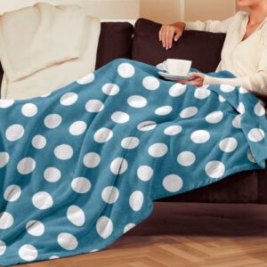 porter st. sofa couch 50" x 60" decorative polka dots blue arctic fleece throw blanket