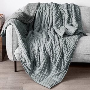 mr. sandman minky sherpa weighted blanket 15 lbs for adults, cozy fluffy heavy blanket throw twin/full size, great for relax and calming - 48''x72'', grey
