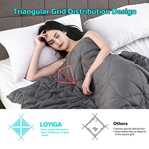 LOYIGA Weighted Blanket (10 lbs 47"x70" Twin Size), Adult Cooling Breathable Heavy Blankets with Glass Beads, Soft Throw Blanket for All Seasons (Dark Grey)