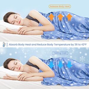 Elegear Cooling Blanket (Queen Size 90"x90"), Q-Max>0.5 Japanese Arc-Chill Cooling Blankets for Hot Sleepers, Double Sided Cold Blankets for Sleeping, Lightweight Breathable Summer Blanket - Blue