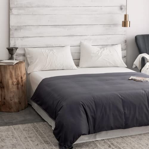 ZonLi 80''x87'' Dark Grey Duvet Cover, Oeko-tex Certified Cotton,King Size Removable Duvet Cover for Weighted Blanket