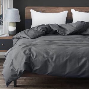 ZonLi 80''x87'' Dark Grey Duvet Cover, Oeko-tex Certified Cotton,King Size Removable Duvet Cover for Weighted Blanket