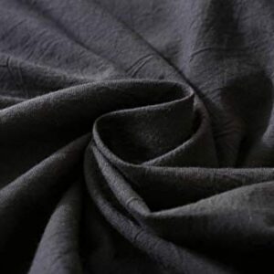 F.Y.Dreams 100% Washed Cotton Duvet Cover for Weighted Blanket 60x80 inches with 8 Ties, Zipper on Long Side/Black Grey/Just Duvet Cover