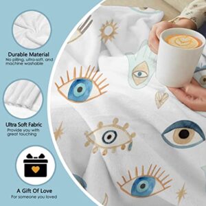 Amilient Evil Eye Pattern Throw Blanket Super Soft Fluffy Cozy Plush Fleece Blanket Decorative Fuzzy Lightweight Blankets for Sofa Couch Bed Camping, 50"x60"-Teens/Travel Size