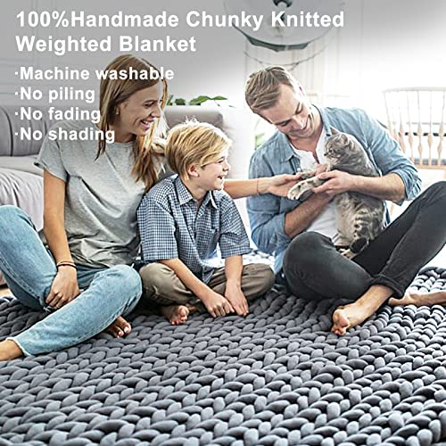 SILKOKOON Knitted Weighted Blanket, Cool Coarse Knitted Weighted Blanket, Handmade Even Weight Without Beads, Perfect Home Decor for Sofa Bedroom (48 * 72, 15lbs)