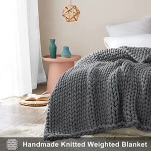 SILKOKOON Knitted Weighted Blanket, Cool Coarse Knitted Weighted Blanket, Handmade Even Weight Without Beads, Perfect Home Decor for Sofa Bedroom (48 * 72, 15lbs)