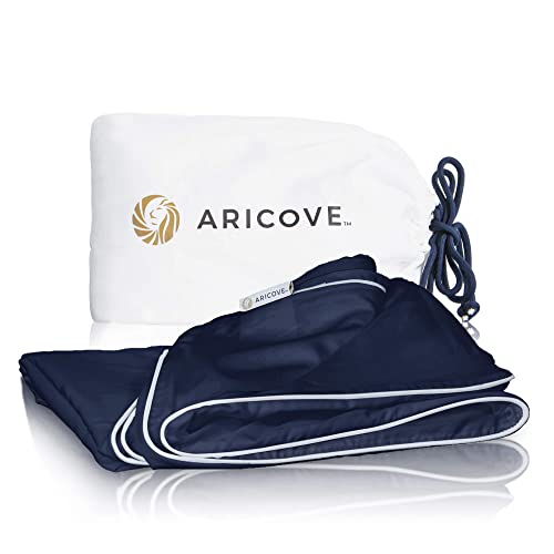 Aricove Weighted Blanket Cover, 48"x72", Cooling Bamboo Duvet Cover for Weighted Blanket in Full/Twin Size, Navy Blue