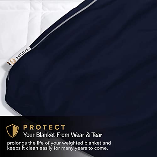 Aricove Weighted Blanket Cover, 48"x72", Cooling Bamboo Duvet Cover for Weighted Blanket in Full/Twin Size, Navy Blue