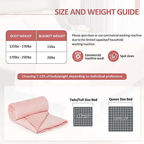 Sted Weighted Blanket 20 lbs, Soft Warm Sherpa Fleece Heavy Blanket Adult, Minky Dot Bed Blanket for Sleep Home, Machine Washable, Pink 60"×80" 20 lbs