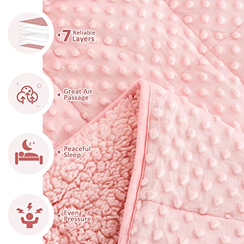 Sted Weighted Blanket 20 lbs, Soft Warm Sherpa Fleece Heavy Blanket Adult, Minky Dot Bed Blanket for Sleep Home, Machine Washable, Pink 60"×80" 20 lbs