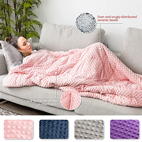 Sted Weighted Blanket 20 lbs, Soft Warm Sherpa Fleece Heavy Blanket Adult, Minky Dot Bed Blanket for Sleep Home, Machine Washable, Pink 60"×80" 20 lbs