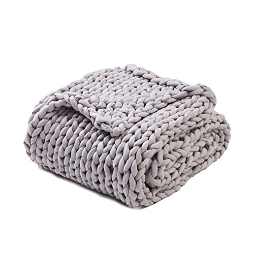 Knitted Weighted Blanket ( Grey, 60" x 80" 15 Lbs)