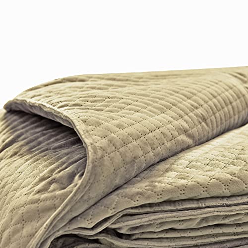 Classic Brands 15 lb. Quilted Weighted Blanket with Removable Cover, Taupe |Gift for the Holidays