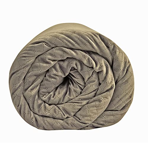 Classic Brands 15 lb. Quilted Weighted Blanket with Removable Cover, Taupe |Gift for the Holidays