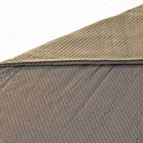 Classic Brands 15 lb. Quilted Weighted Blanket with Removable Cover, Taupe |Gift for the Holidays