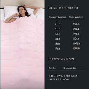 Vhorate Weighted Blanket 48" x 72" 15 lbs Cooling Weighted Throw Ultra Soft Heavy Blankets with Glass Beads - Pink