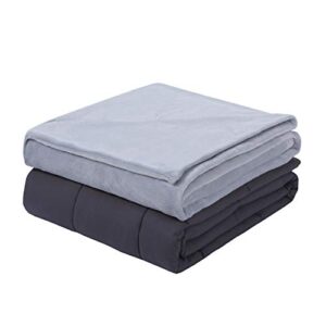 weighted blanket with removable cover, 15lb, 48"x72", grey