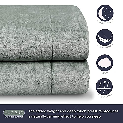 Hug Bud Weighted Blankets - 80" X 87" - 25-lbs + 80" X 87" 35-lbs - No Cover Required - Fits Queen/King Size Bed - Silky Minky Grey - Premium Glass Beads - Calming Stimulation Sensory Relaxation