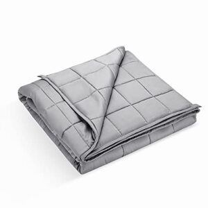 argstar cooling bamboo weighted blanket for adults 15 lbs on queen bed, soft silky heavy blanket with premium glass beads, 60"x80", light grey.