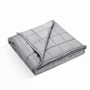 Argstar Cooling Bamboo Weighted Blanket for Adults 15 Lbs On Queen Bed, Soft Silky Heavy Blanket with Premium Glass Beads, 60"x80", Light Grey.