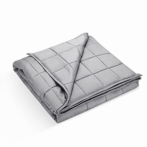 Argstar Cooling Bamboo Weighted Blanket for Adults 15 Lbs On Queen Bed, Soft Silky Heavy Blanket with Premium Glass Beads, 60"x80", Light Grey.