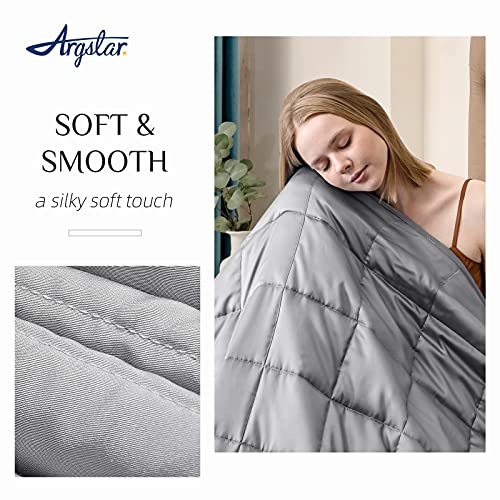 Argstar Cooling Bamboo Weighted Blanket for Adults 15 Lbs On Queen Bed, Soft Silky Heavy Blanket with Premium Glass Beads, 60"x80", Light Grey.