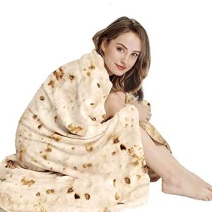 rokduk adults thick burritos throw blanket 380gsm 71 in double sided premium ultra soft flannel 5 seconds warming large round taco tortilla food blankets, couch sofa bed