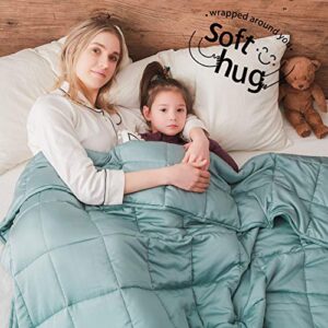 dornroscn bamboo cooling weighted blanket 100% natural bamboo viscose | 15lbs-48’’x72’’-twin size for adults and kids | cooling heavy blanket with premium glass bead for hot & cold sleepers, sea grass