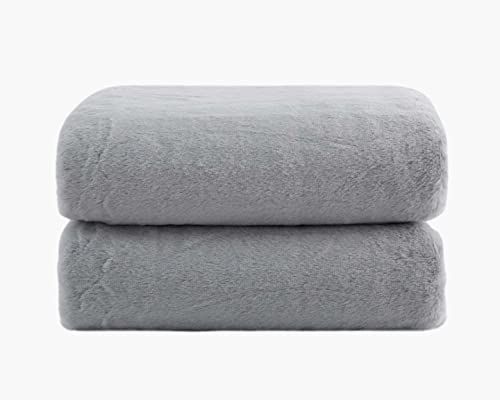 Gravity Blanket Weighted Blanket, Faux Fur Rabbit Blanket, 10 lbs Grey 48" x 66", The Original Weighted Blanket for Sleep, Breathable Throw Blanket