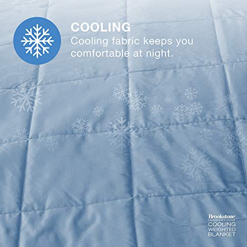 Brookstone Innovations Cooling Weighted Blanket - Machine Washable Removeable Quilted Cooling Zip Off Cover - Measures 48 in. X 72 in. - 18 Pound Weight - Dark Blue