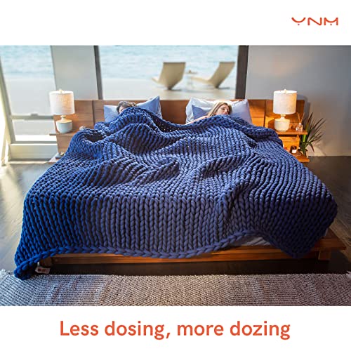 YnM Weighted Blanket, Handmade Chunky Yarn Knitted Design, Soft and Cozy, Temperature Regulating and Breathable, Machine Washable Throw for Sleep or Home Decor (Yellow Fusion, 50x60 Inch, 10lbs)