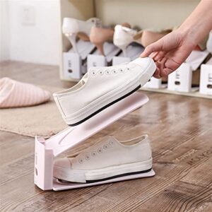 KNFUT Shoe Slots, New Double-Layer Adjustable Durable Shoe Rack Simple Dust-Proof Household Four Color Shoe Storage Racks (Color : Pink)