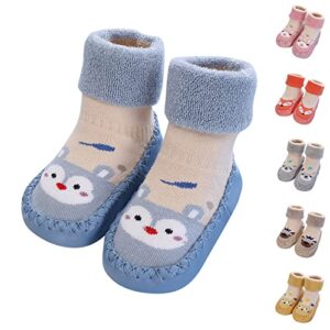 Lykmera Cartoon Printed Socks Shoes for Baby Girl Boy Autumn Winter Toddler Shoes Blat Bottom Non Slip Socks Shoes for Kids (G, 6-12 Months)