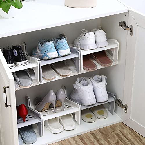 CUSNESTAL Shoe Stacker Slotz Space Saver, Shoe Racks for Closet Organization Durable Plastic Shoes Holder for Home Office Storage, White, 2 Pack