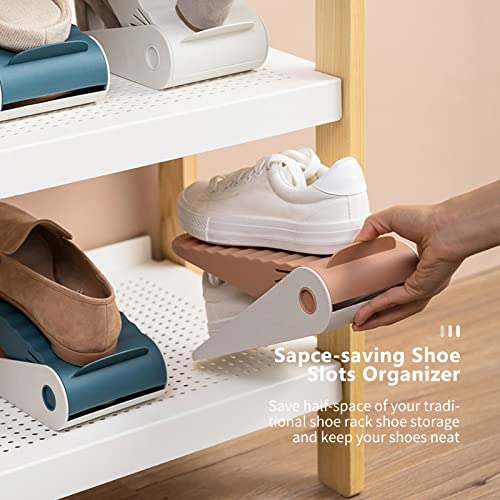 MengK Shoe Slots Organizer Adjustable Shoe Slots Organizer Shoe Racks Shoe Space Saver Shoe Holder Shoe Stacker for Girls Ladies Family Closet Cabinet