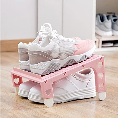 Alipis Sandals Kids Shop Shoes Double-Layer Sneakers Organizer High for Low Bracket Liftable Plastic Footwear Saving Pink+Blue+Beige Rack Shoe Simple Space-Saving Heel Organizing