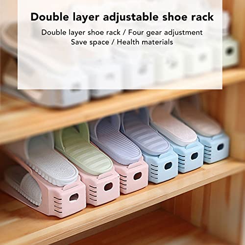 CHICIRIS Shoe Slots, Shoe Stacker Non Slip Double Layer Shoe Space Savers Rack Holder for Closet Organization, 3.9 x 9.8 x 3.1in (Green)