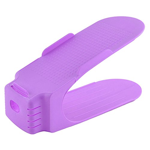 Qtqgoitem Plastic Household Space Saver Heel Shoe Holder Organizer Rack Collector Stacker Storage Purple (Model: b5a 4d4 db4 5dd 7ed)