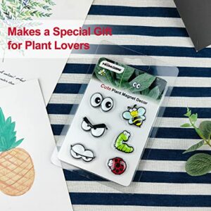 HOMDSG Cute Plant Magnets Eyes for Potted Plants, Plant Safe Magnet Pins Charms, Unique Gifts for Plant Lovers, Indoor Plant Accessories, Set of 6